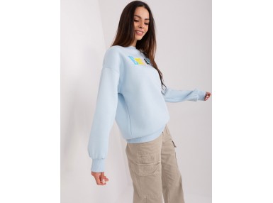 Sweat-shirt à encolure ronde et imprimé - bleu clair