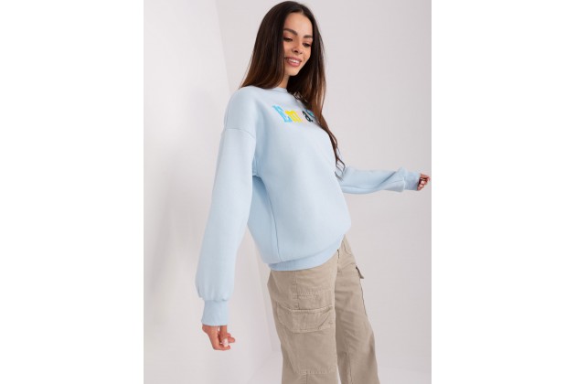Sweat-shirt à encolure ronde et imprimé - bleu clair
