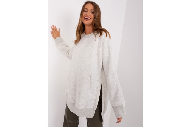 Sweat long à encolure ronde - gris clair