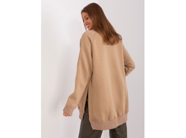 Sweat long à encolure ronde - beige foncé