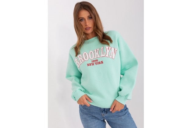 Sweat-shirt à encolure ronde et imprimé - menthe