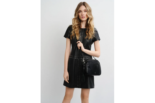 Sac à bandoulière en cuir effet croco pour femme