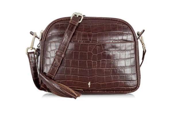 Sac à bandoulière en cuir effet croco pour femme