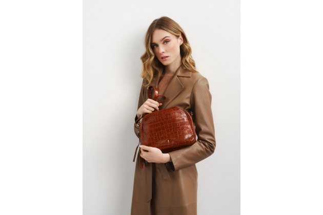 Sac à bandoulière en cuir effet croco pour femme