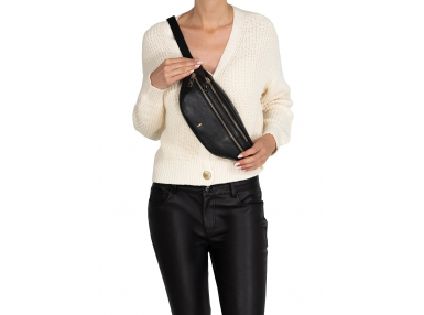 Pochette en cuir noire pour femme