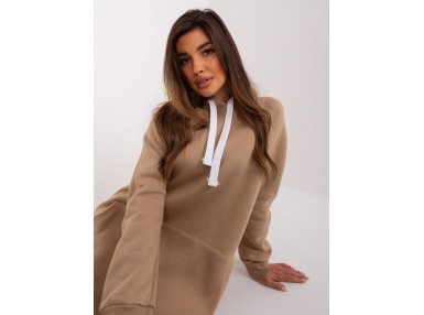 Sweat à capuche long femme - beige foncé