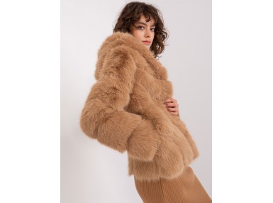 Veste à liserés en fausse fourrure - camel