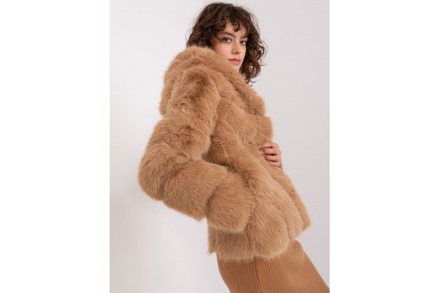 Veste à liserés en fausse fourrure - camel