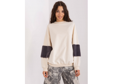 Sweat-shirt col rond - beige clair