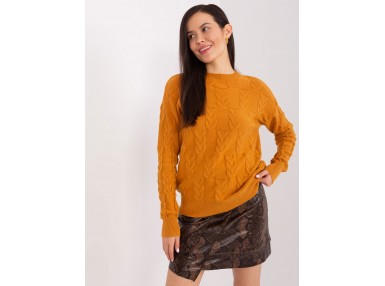 Pull torsadé col rond Femme  - jaune foncé