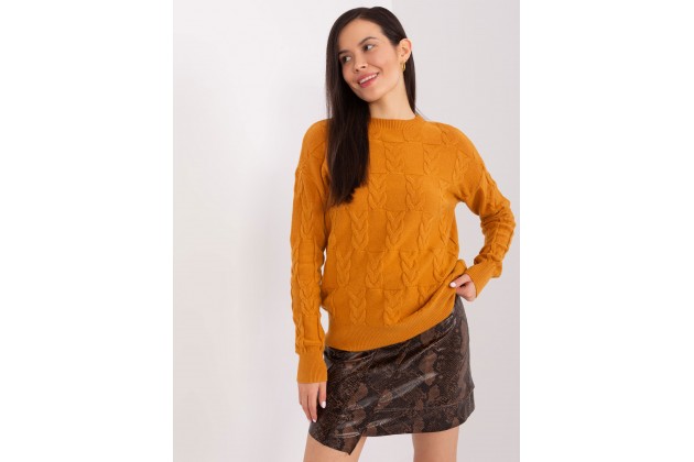 Pull torsadé col rond Femme  - jaune foncé