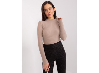 T-shirt moulant en coton - beige foncé