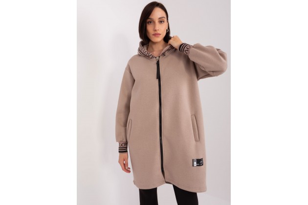 Sweat à capuche à fermeture éclair - beige