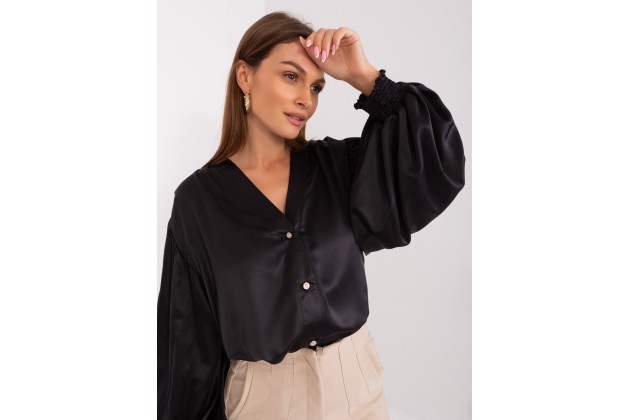 Chemise en satin - noire