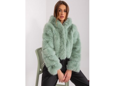 Veste courte en fausse fourrure - pistache