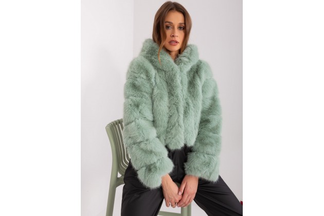 Veste courte en fausse fourrure - pistache