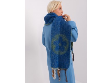 Écharpe frangée - bleu