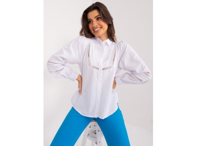  Chemise en maille ajourée avec col - blanc