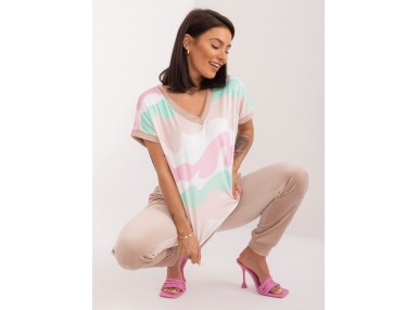 Ensemble avec t-shirtet pantalon - blanc et beige