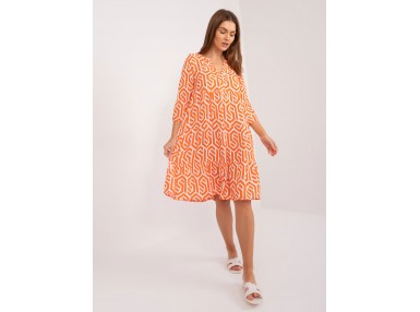 Robe mi-longue imprimée - orange
