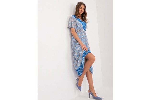 Robe mi-longue imprimée - bleu