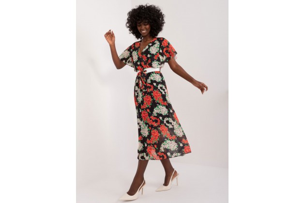 Robe longue à imprimé fleuri - noire