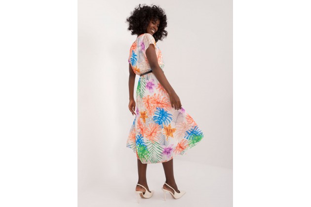 Robe mi-longue à imprimé fleuri - beige clair