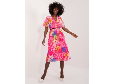 Robe mi-longue à imprimé fleuri - rose