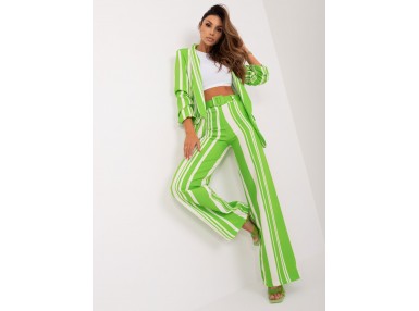 Pantalon large rayé - vert clair