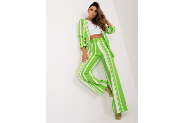 Pantalon large rayé - vert clair