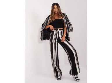 Pantalon large rayé - noir