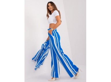 Pantalon large rayé - bleu