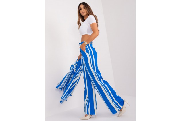 Pantalon large rayé - bleu