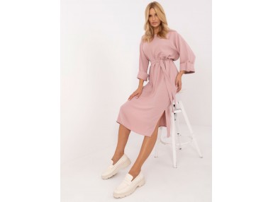 Robe longue avec col ras de cou - rose
