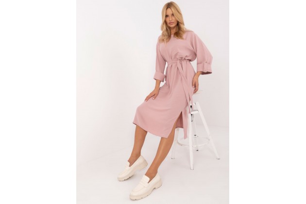 Robe longue avec col ras de cou - rose
