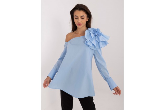 Chemisier avec une fleur - bleu