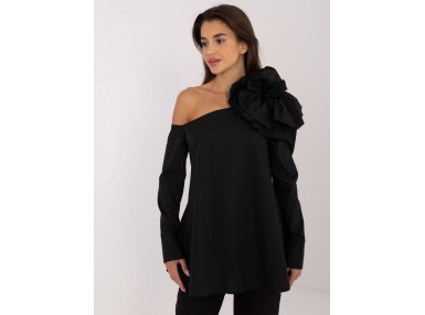 Chemisier avec une fleur - noir