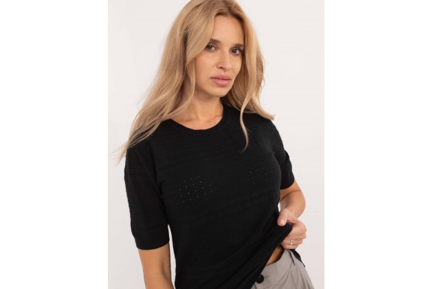 Pull à manches courtes en maille - noir