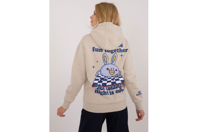 Sweat femme sans capuche - beige