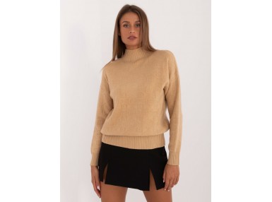 Pull en cotton à col roulé - camel