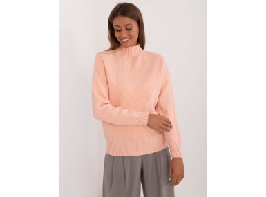 Pull en cotton à col roulé - pêche