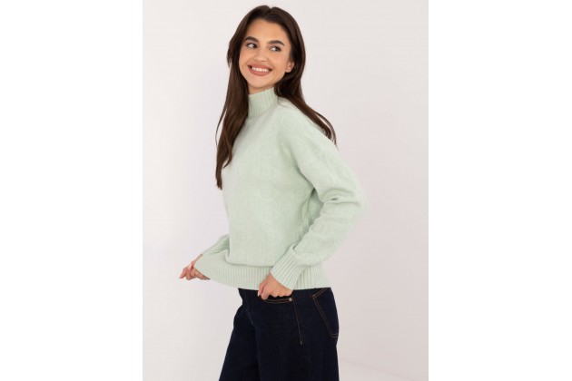Pull en cotton à col roulé - menthe