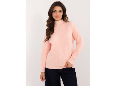 Pull en cotton à col roulé - pêche