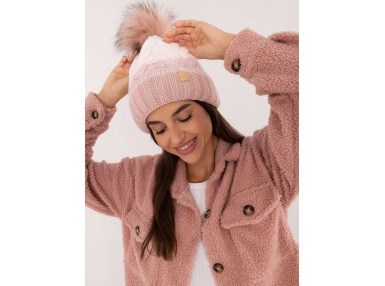 Bonnet avec pompon - rose clair