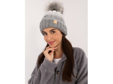 Bonnet avec pompon - gris