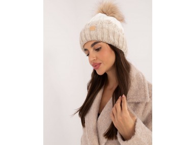 Bonnet avec pompon - beige