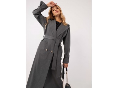Manteau long en laine - gris
