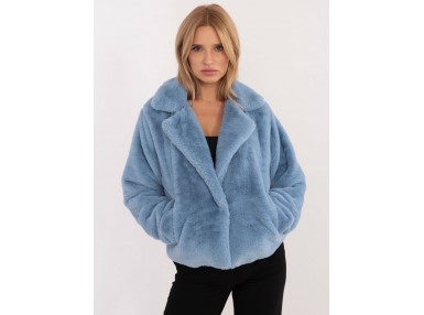 Veste courte en fausse fourrure - bleu