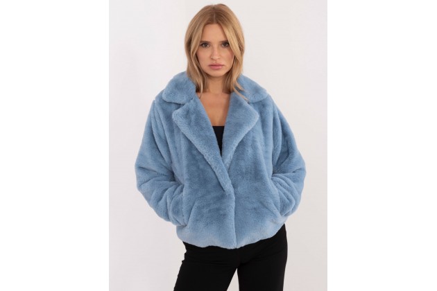 Veste courte en fausse fourrure - bleu