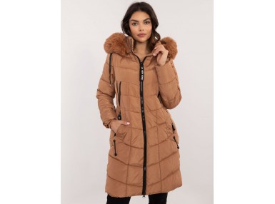 Veste zippée à capuche - chameau